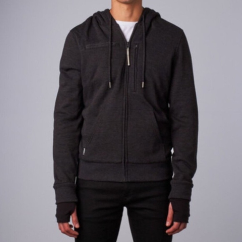 Baubax travel friendly sweatshirt zip front multiple pockets XXL black heather